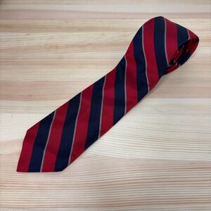 VTG Woolf Brothers Robert Talbot Men Silk Tie Striped Red Navy Preppy Academic